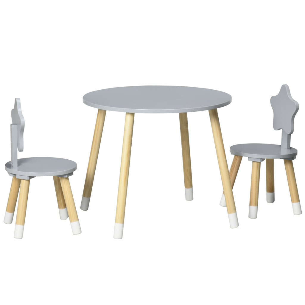 Conjunto de Mesa e 2 Cadeiras Infantis de Madeira Cinza