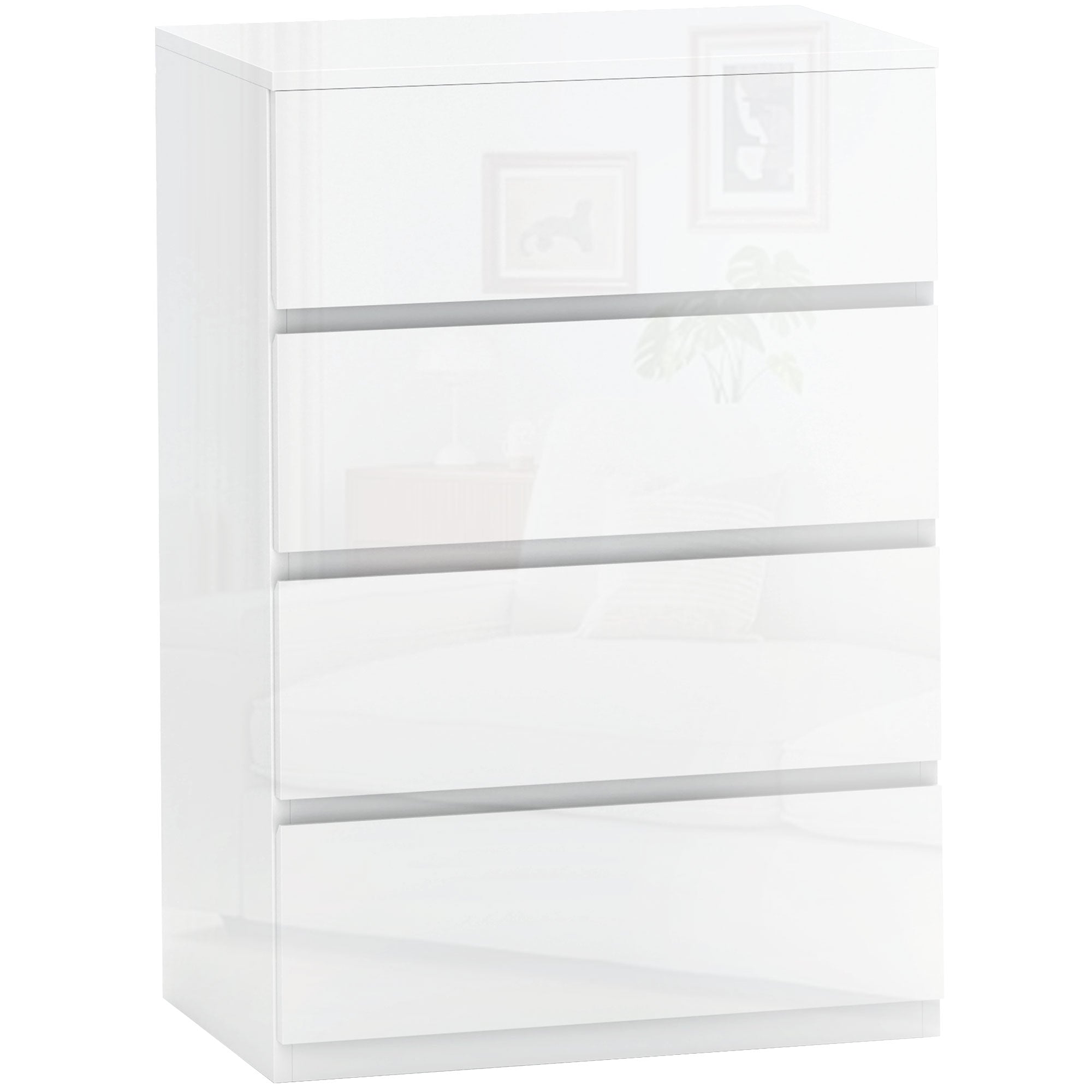 HOMCOM Cómoda 4 Gavetas de Madeira Moderna 55x33x80 cm