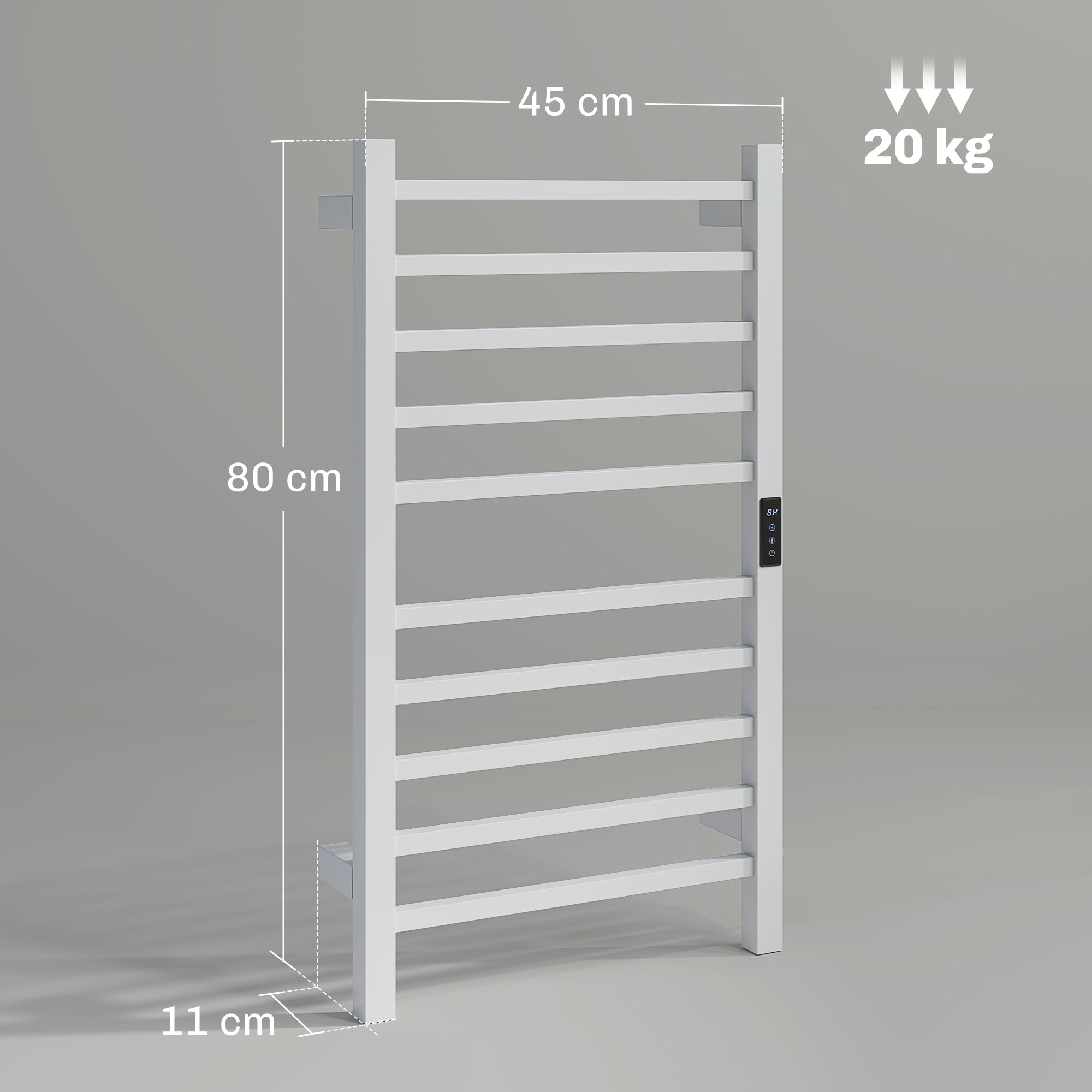 HOMCOM Toalheiro Elétrico de Parede 110W WIFI 10 Barras Branco