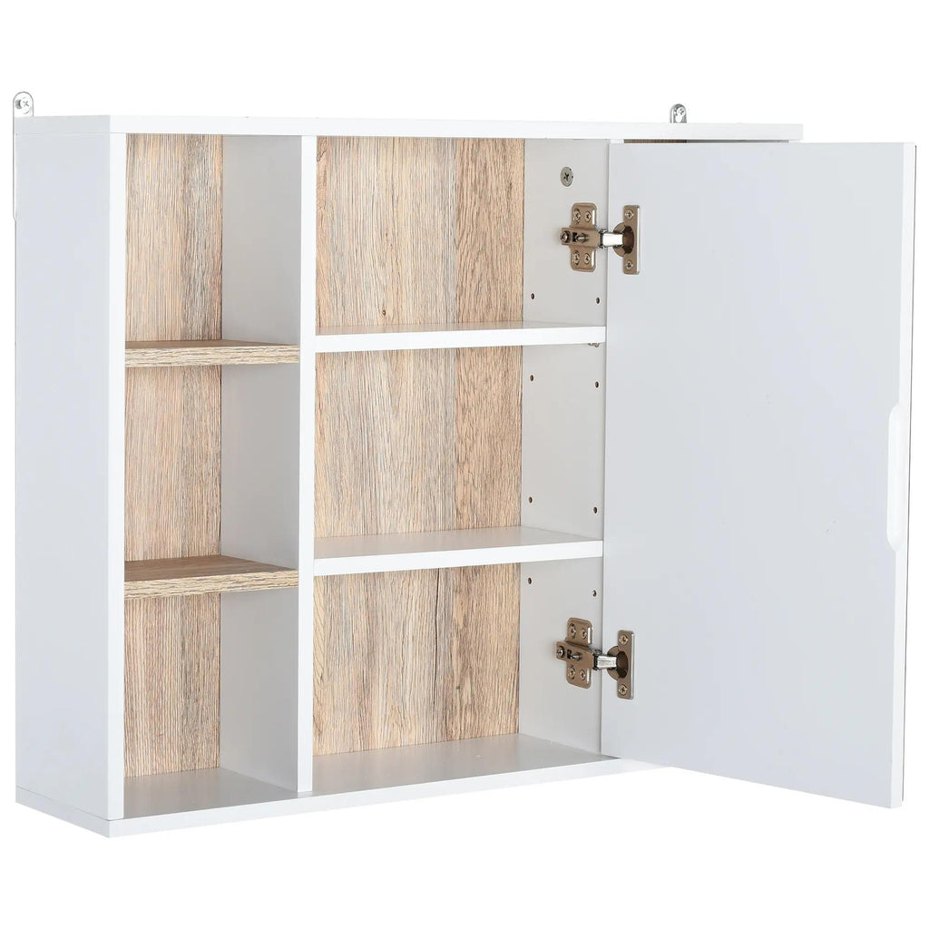 HOMCOM Armário de Espelho com Prateleiras, 60x15x49 cm, Branco e Carvalho