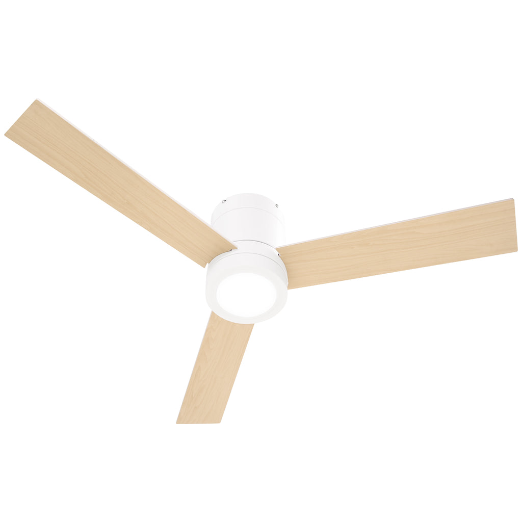 HOMCOM Ventoinha de Teto com Luz LED, 3 Velocidades, Ø112cm Branco