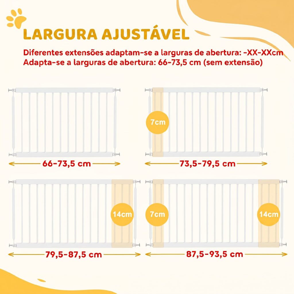 PawHut Barreira de Segurança Extensível para Cães Pequenos, 67-93,5 cm, Branco