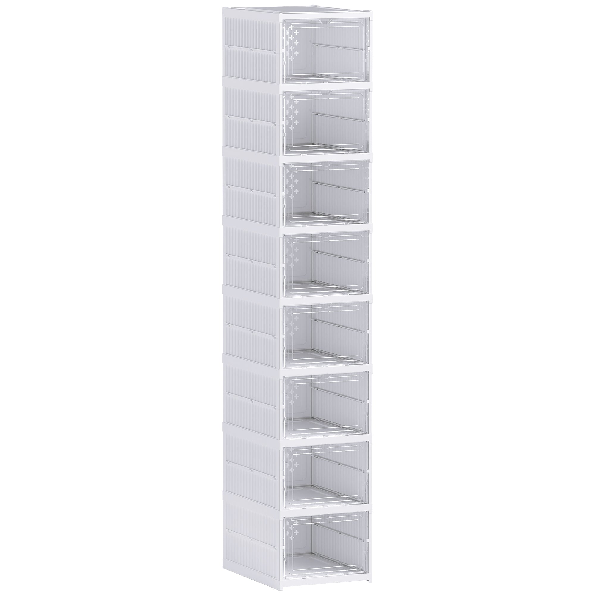 HOMCOM Sapateira Dobrável de 8 Níveis com Portas Transparentes, 26x35x140 cm