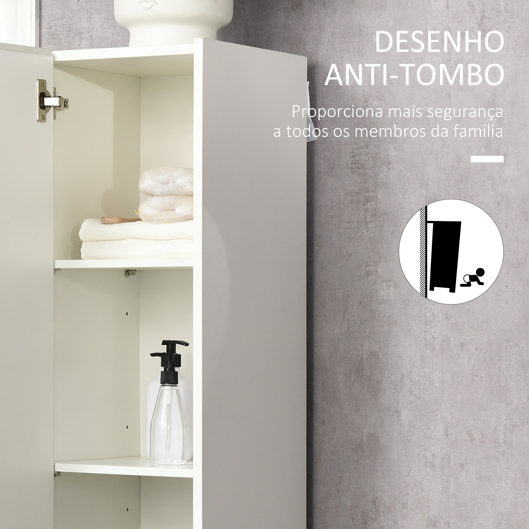 Kleankin Coluna de Casa de Banho 5 Níveis, 30x33x165cm Branco