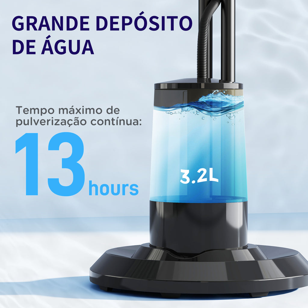 HOMCOM Ventoinha de Pé com Nebulizador 75 W, 3,2L, Preto