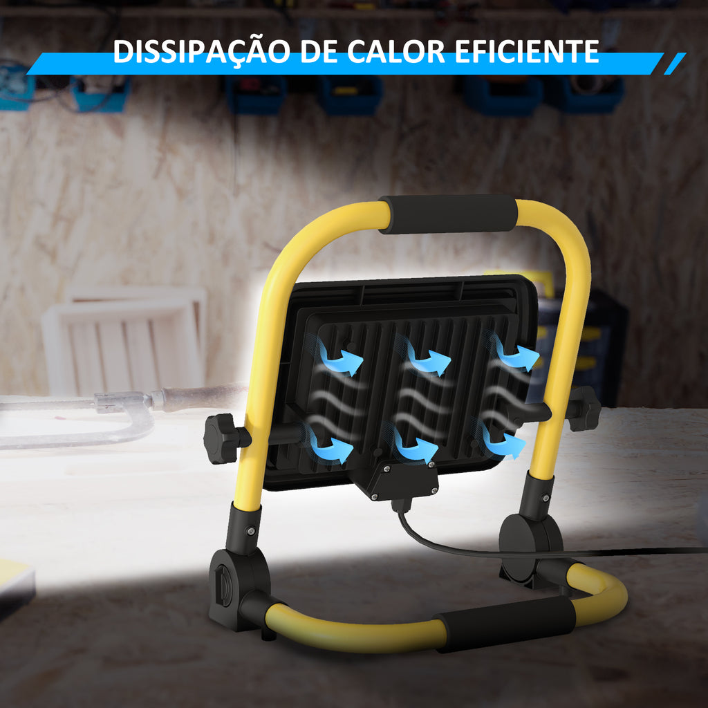 HOMCOM Projetor LED 50W 4250 Lúmenes IP65 Amarelo