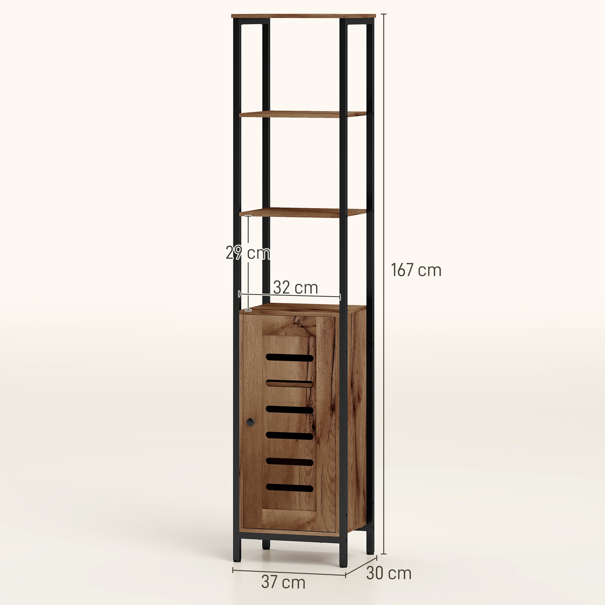 Kleankin Coluna de Casa de Banho Industrial 37x30x167 cm