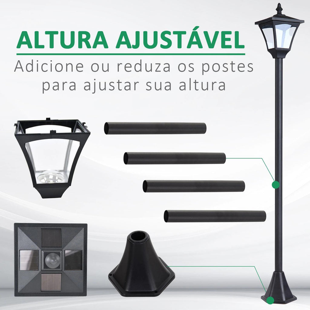 Candeeiro Solar de Jardim Outsunny 120 cm com Luz LED