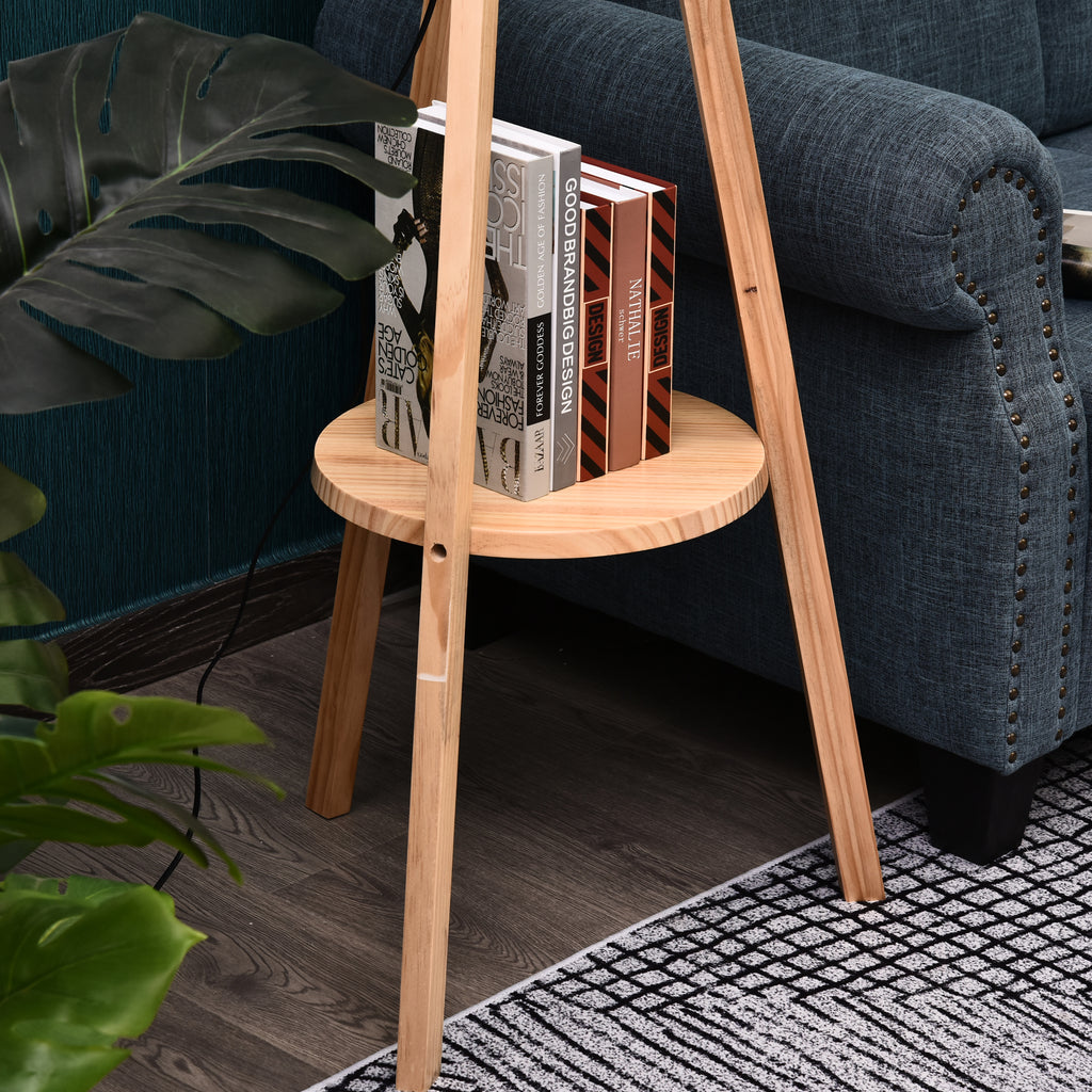 HOMCOM Candeeiro Pé Moderno Tripé Madeira 154cm