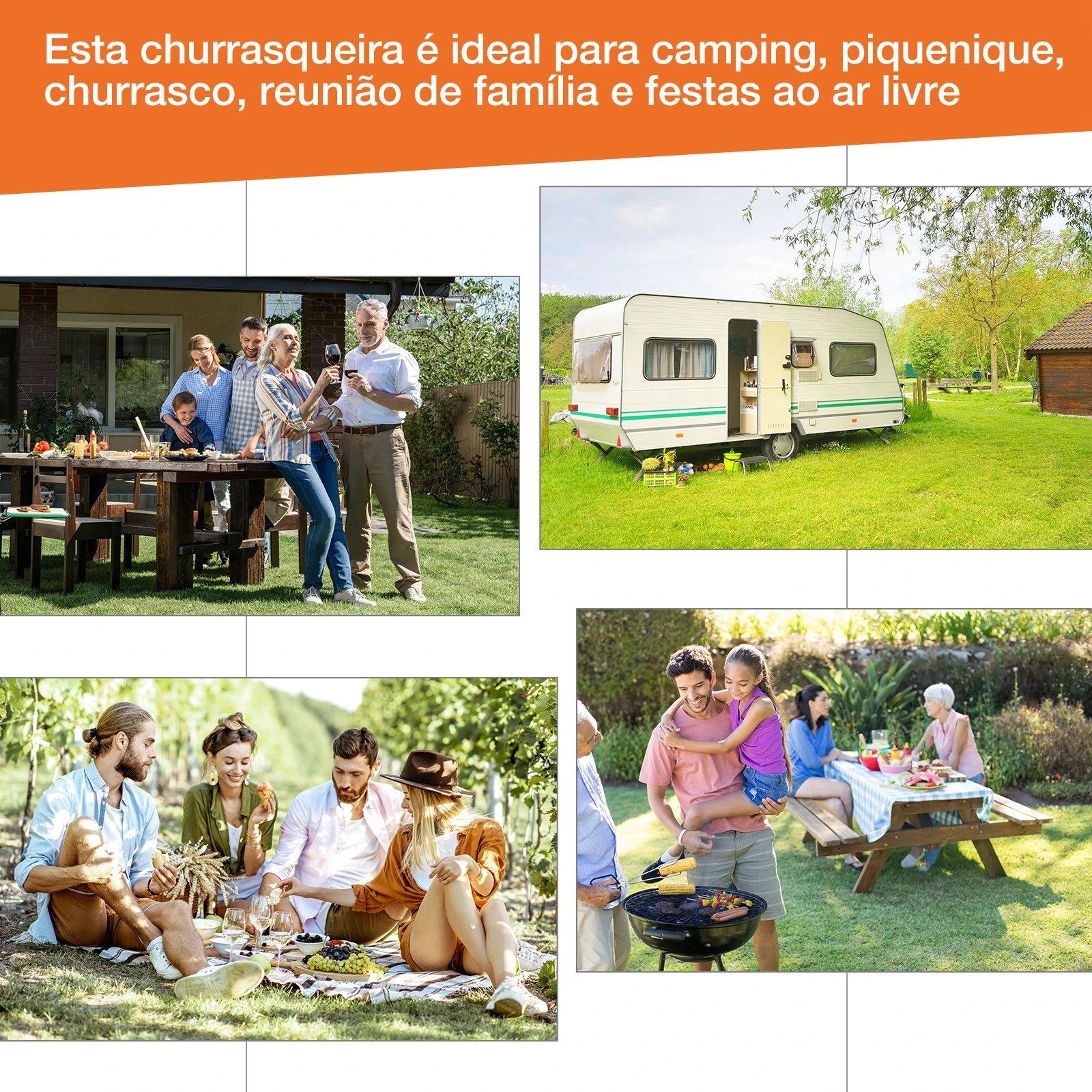 Outsunny Churrasqueira a Carvão com Grelha Ajustável 90x45x96 cm