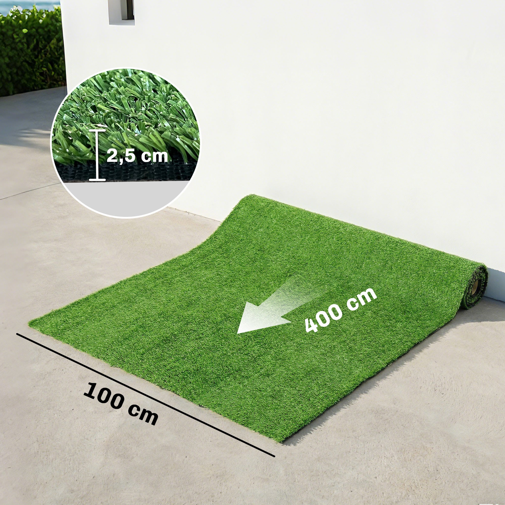 Outsunny Relva Artificial 1m x 4m, Tapete Sintético com Drenagem