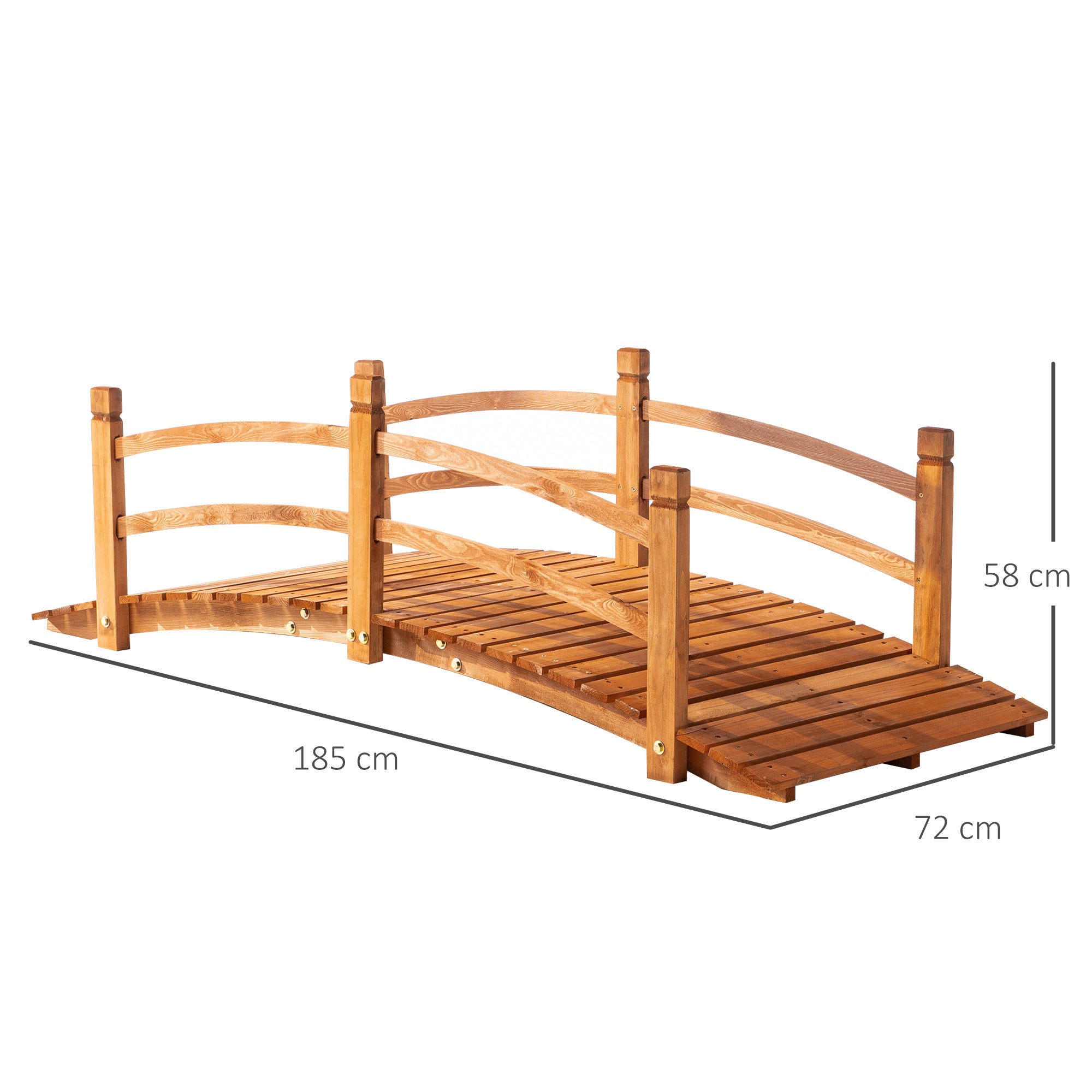 Outsunny Ponte de Jardim em Madeira com Corrimão 185x72x58 cm