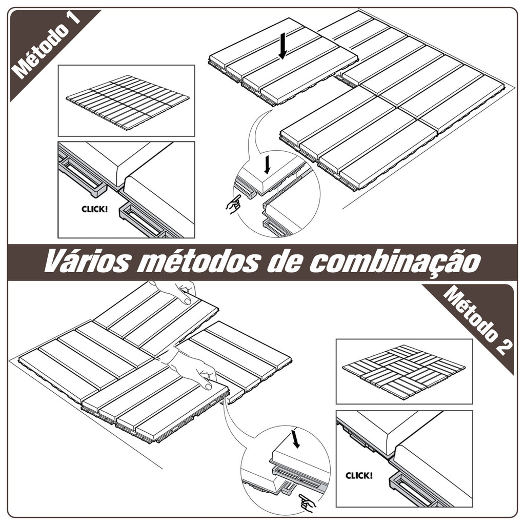 Outsunny Conjunto de 9 Estrados para Exterior 30x30cm Marrom