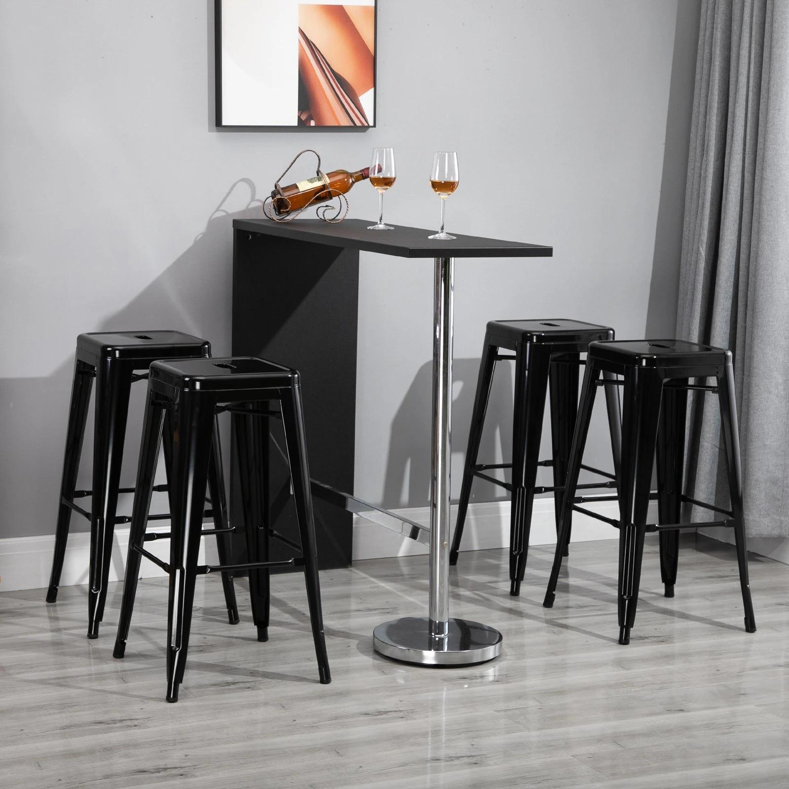 HOMCOM Conjunto de 4 Bancos Industriais em Metal, 43x43x76 cm