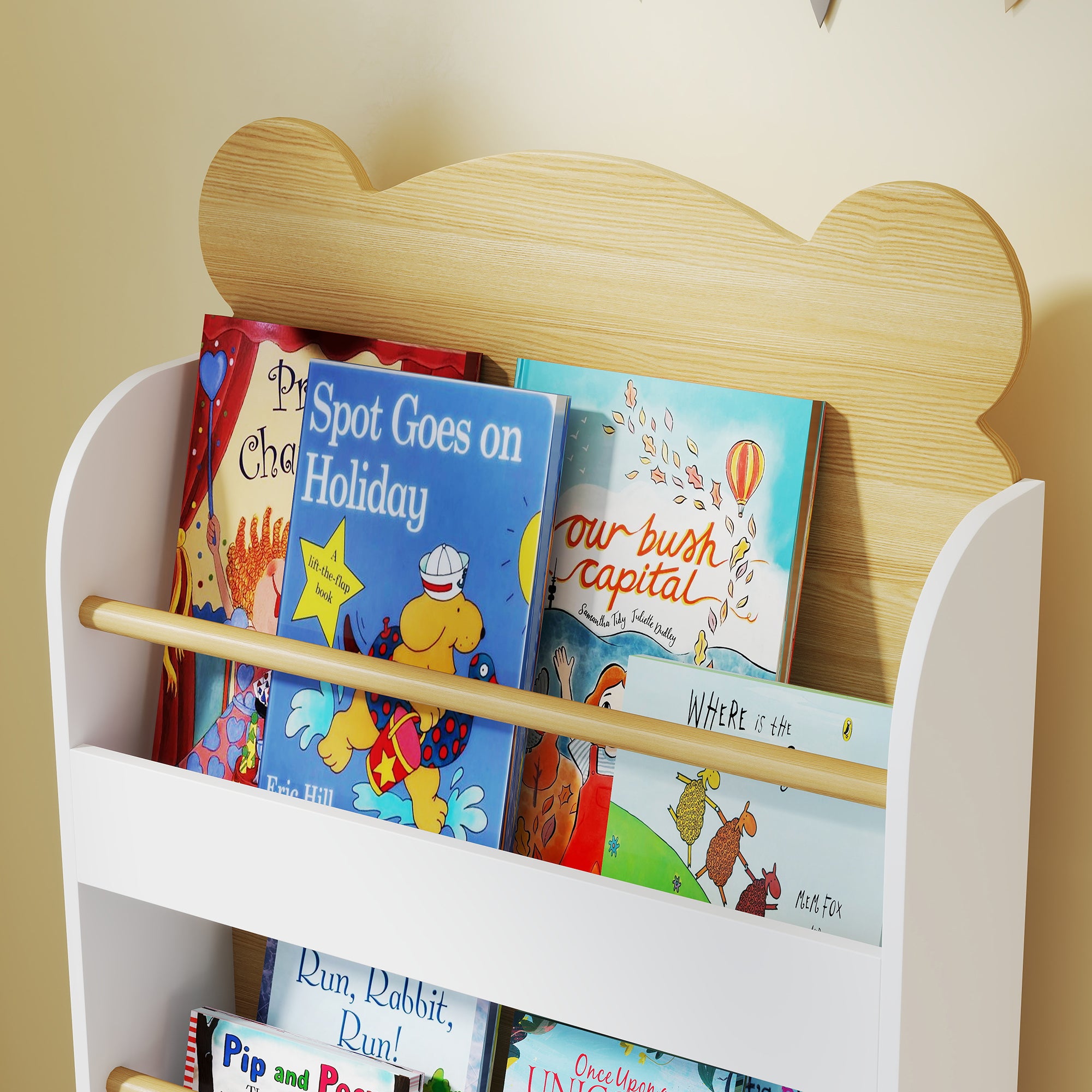 Aiyaplay Estante Infantil para Livros Desenho de Ursinho 3 Níveis