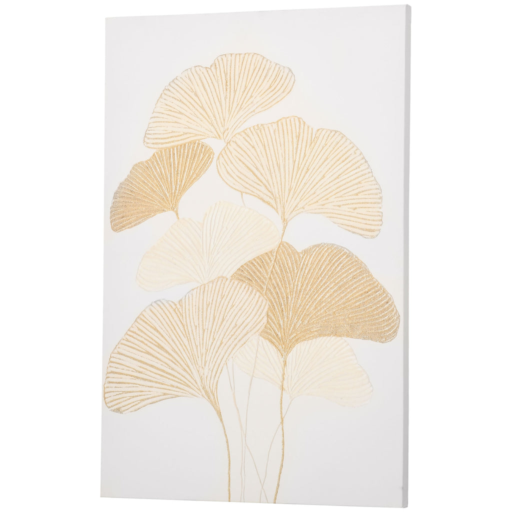 HOMCOM Pintura em Tela Folhas de Ginkgo Biloba 90x60cm