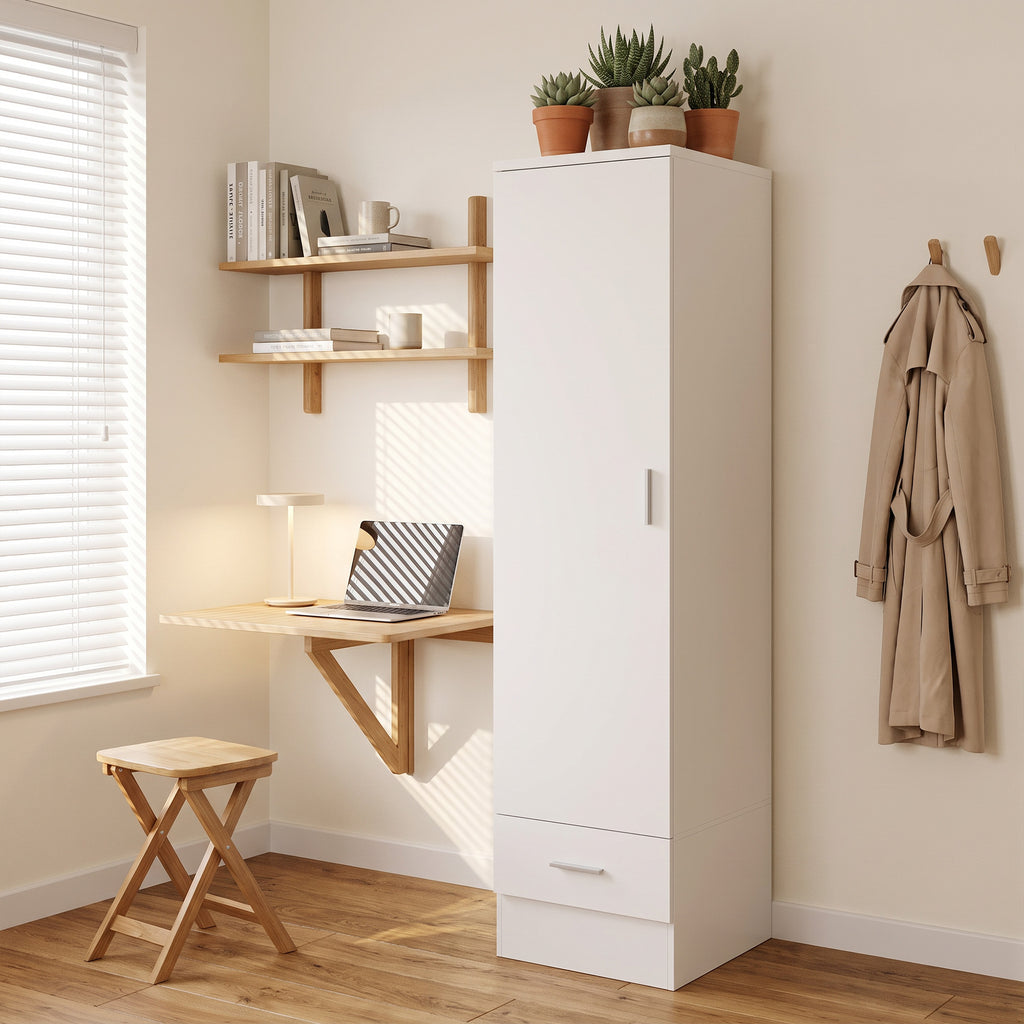 HOMCOM Roupeiro Moderno para Quarto com Barra de Pendurar e Gaveta