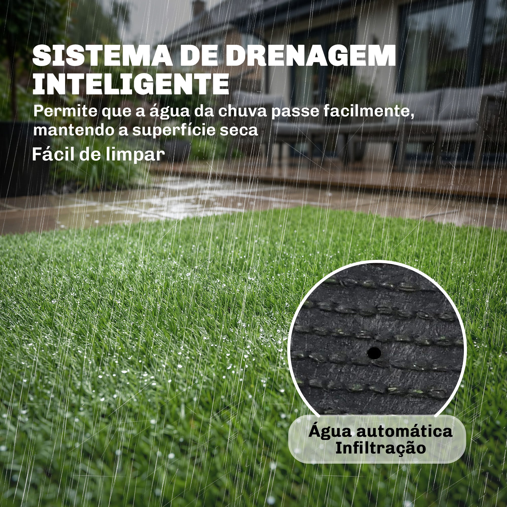 Outsunny Relva Artificial 1m x 4m, Tapete Sintético com Drenagem