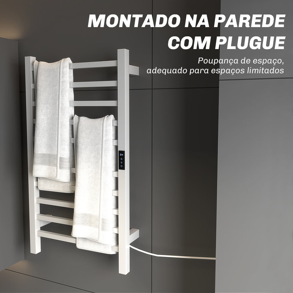 HOMCOM Toalheiro Elétrico de Parede 110W WIFI 10 Barras Branco