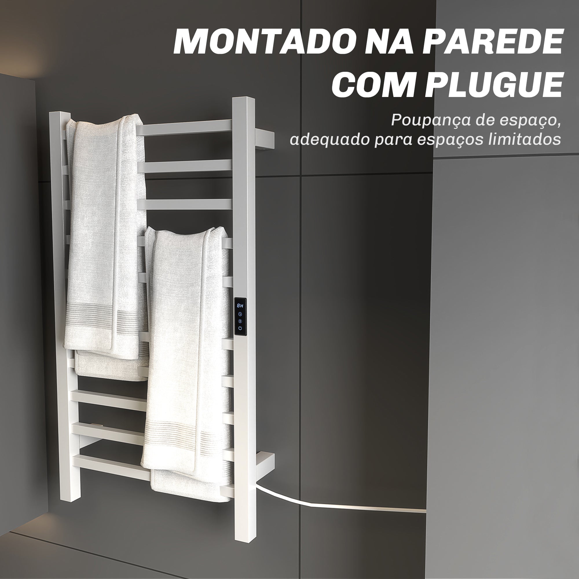 HOMCOM Toalheiro Elétrico de Parede 110W WIFI 10 Barras Branco