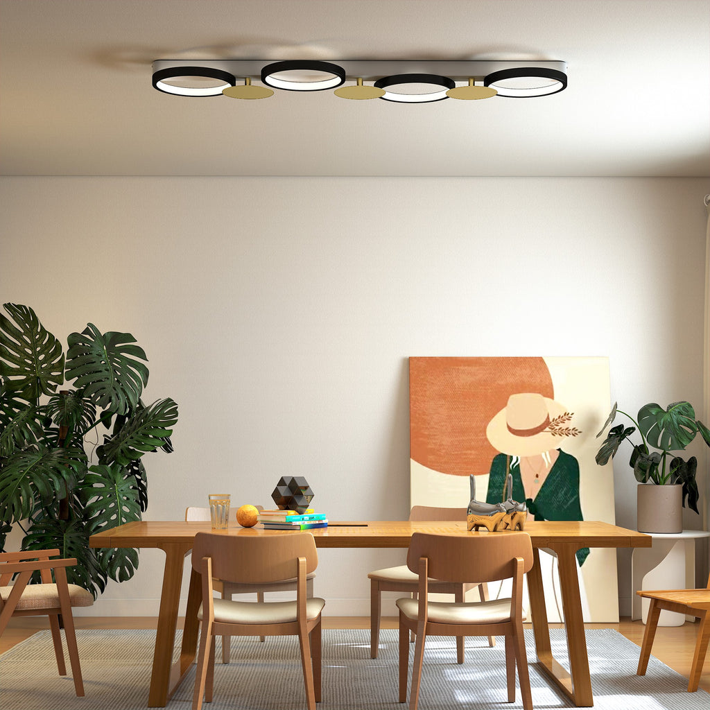 HOMCOM Candeeiro de Teto LED Regulável 4 Focos e Comando