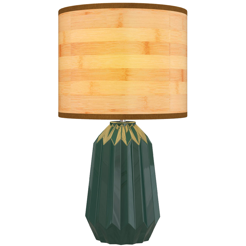 HOMCOM Candeeiro de Mesa Retro com Base Cerâmica e Ecrã Linho Verde