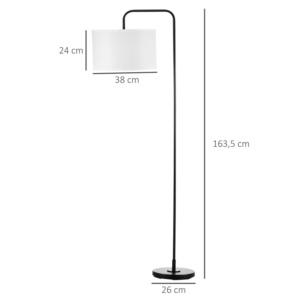 HOMCOM Candeeiro de Pé Moderno com Ecrã de Linho, Branco e Preto