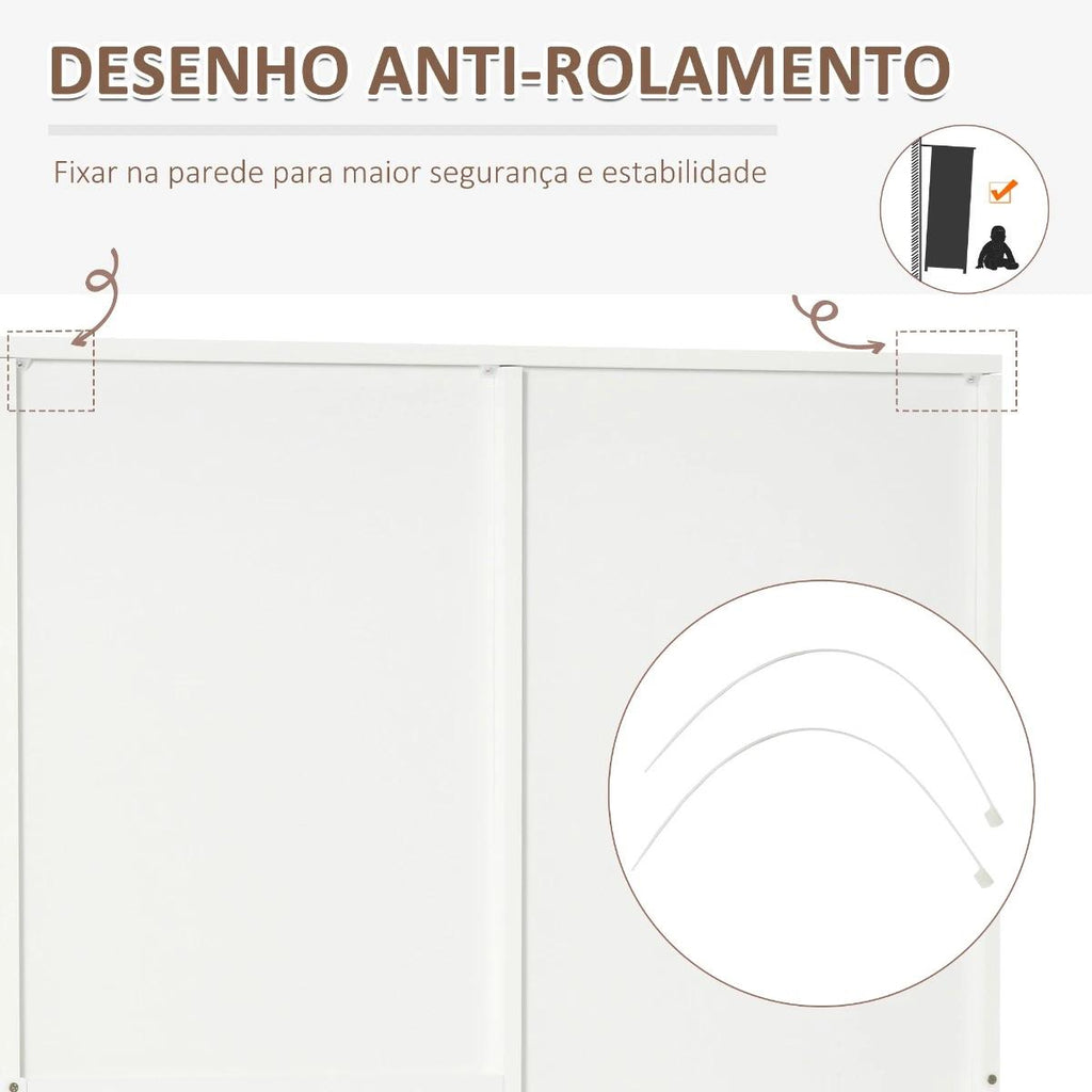 HOMCOM Roupeiro 2 Portas com Espelho, 3 Gavetas, 80x50x180cm, Branco