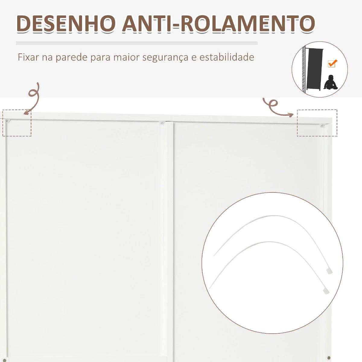 HOMCOM Roupeiro 2 Portas com Espelho, 3 Gavetas, 80x50x180cm, Branco