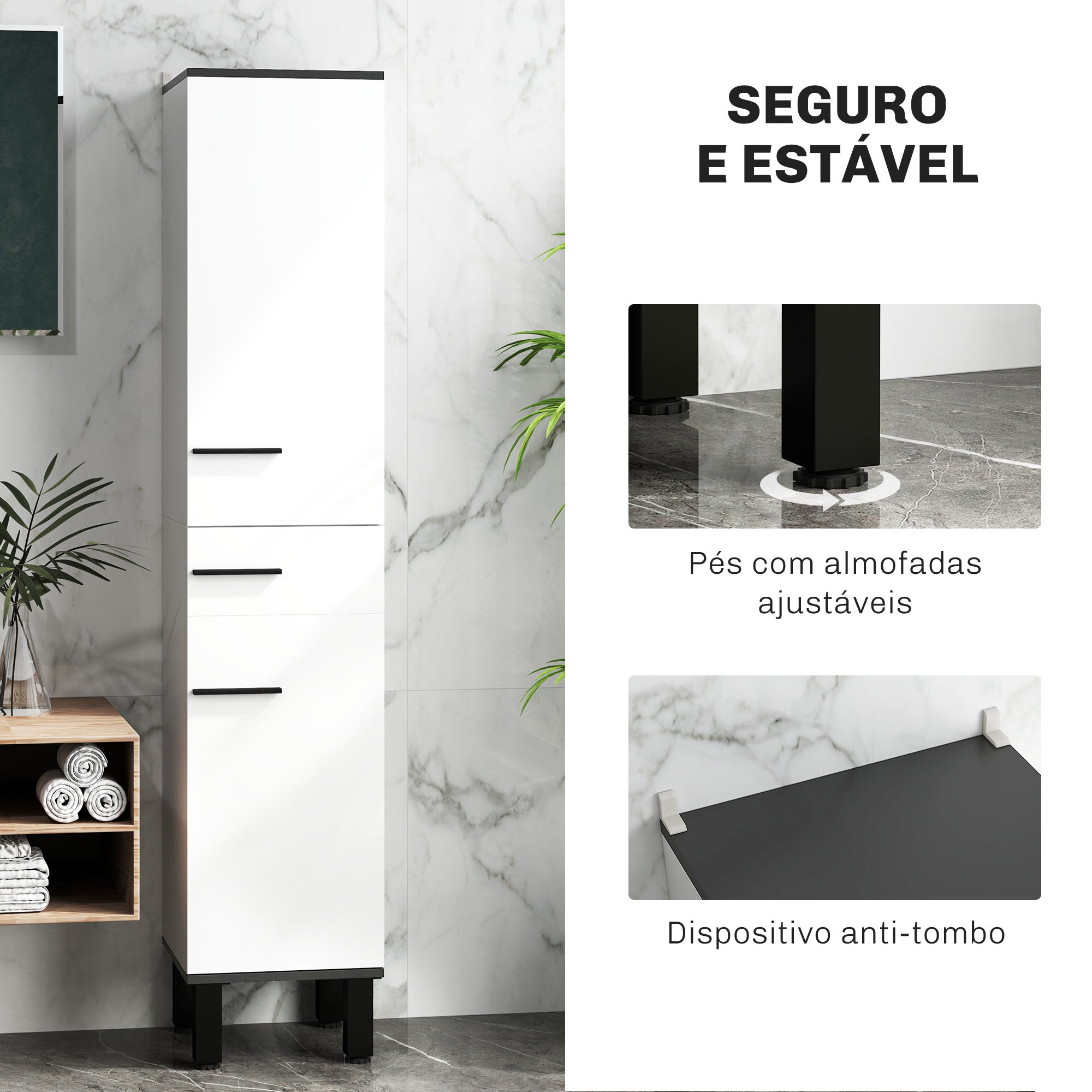 HOMCOM Coluna de Casa de Banho, Armário Alto com Gaveta