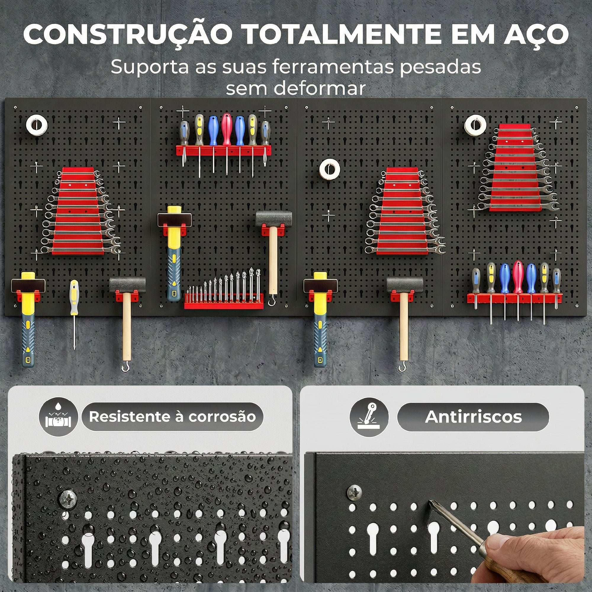 HOMCOM Organizador de Ferramentas de Parede com 38 Peças