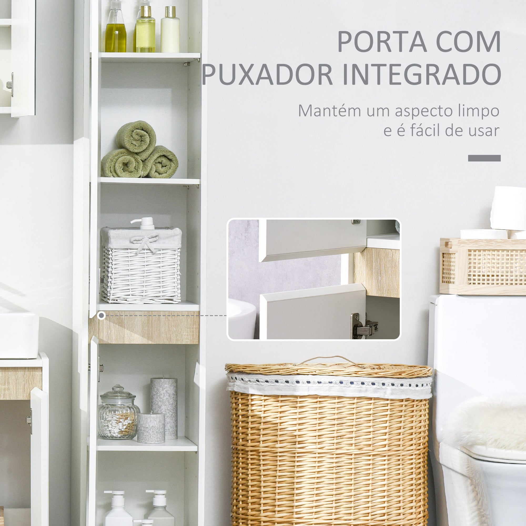 Kleankin Coluna de Casa de Banho 5 Níveis, 30x33x165cm Branco