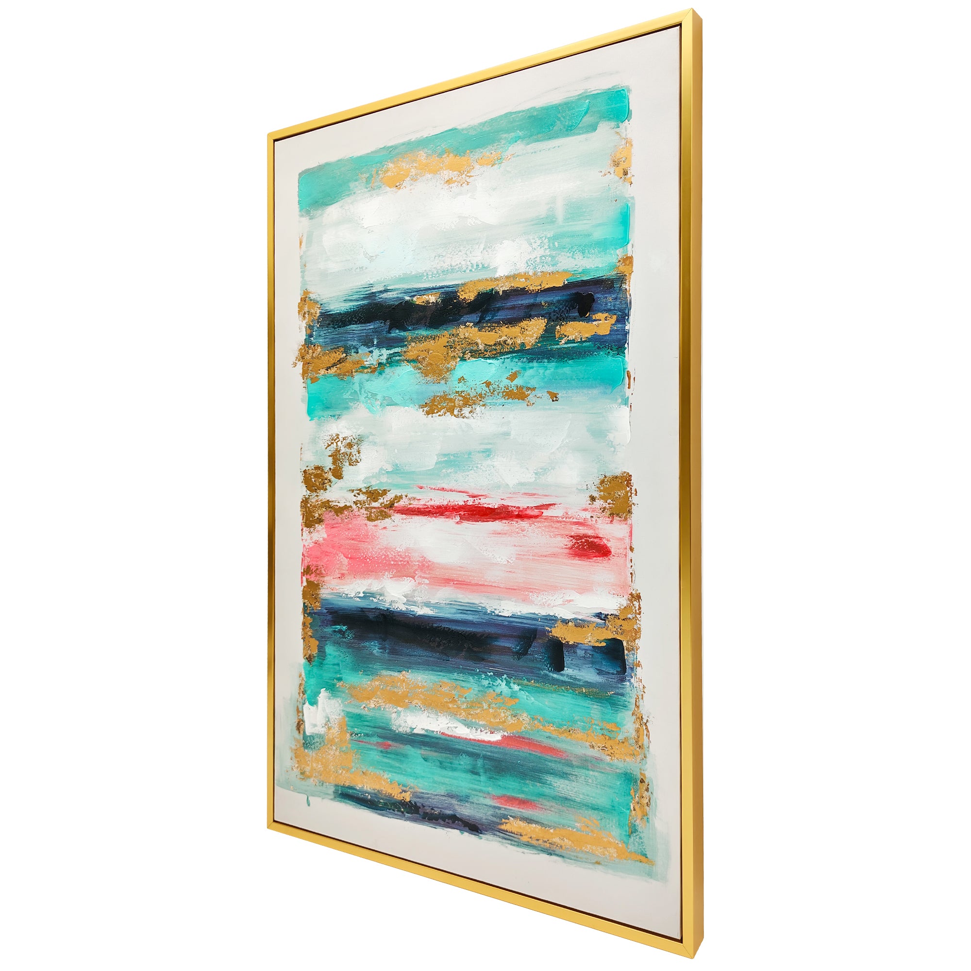 Quadro Abstrato Pintado à Mão 120x80 cm com Moldura de Madeira