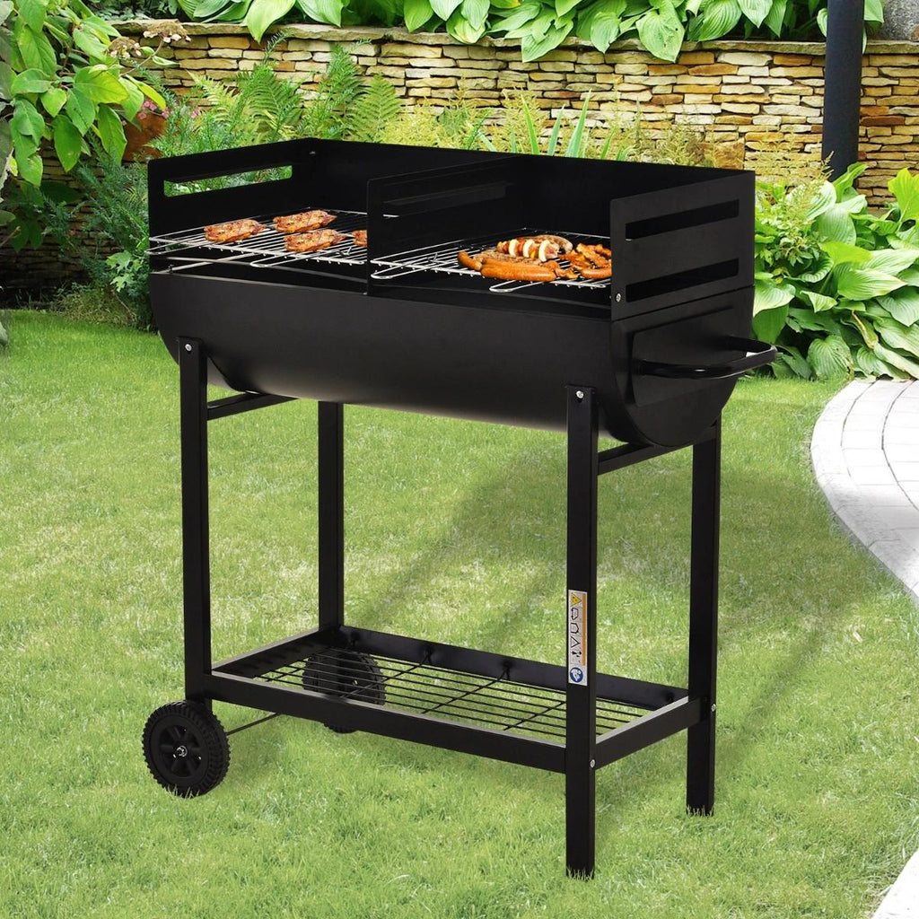 Outsunny Churrasqueira a Carvão com Grelha Ajustável 90x45x96 cm