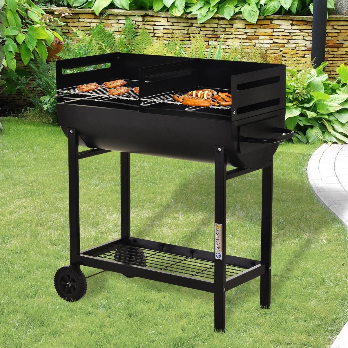 Outsunny Churrasqueira a Carvão com Grelha Ajustável 90x45x96 cm