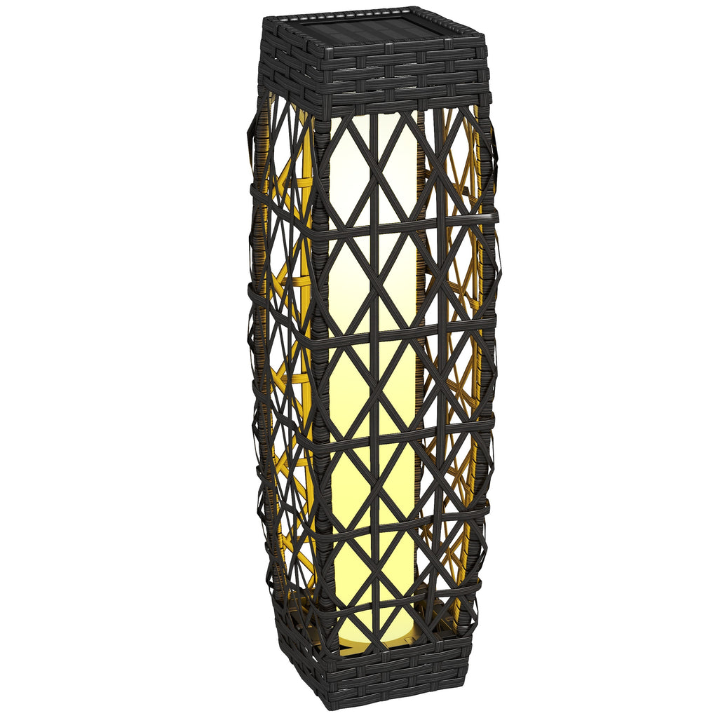 Outsunny Candeeiro Solar LED de Exterior em Vime, 20x20x68 cm