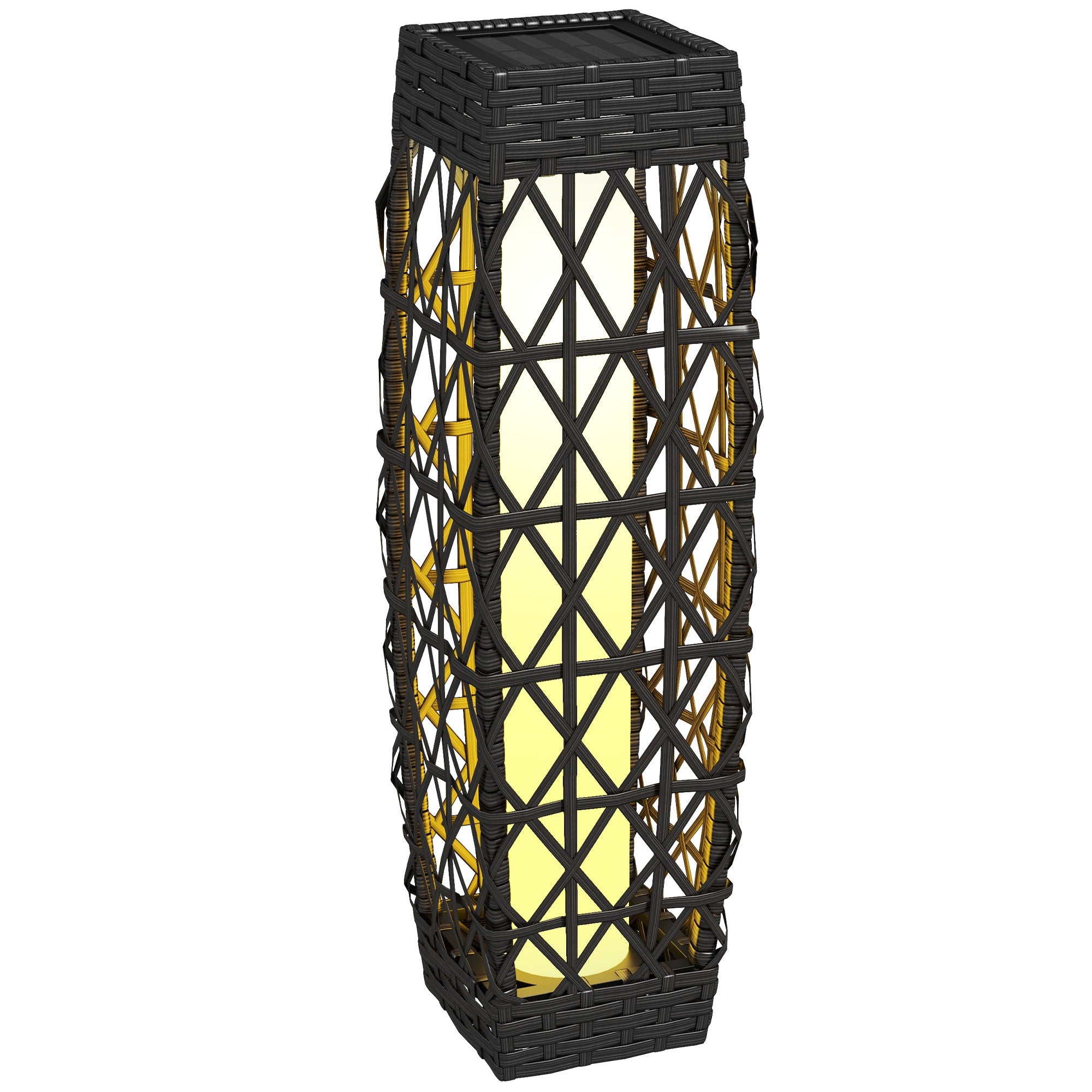 Outsunny Candeeiro Solar LED de Exterior em Vime, 20x20x68 cm