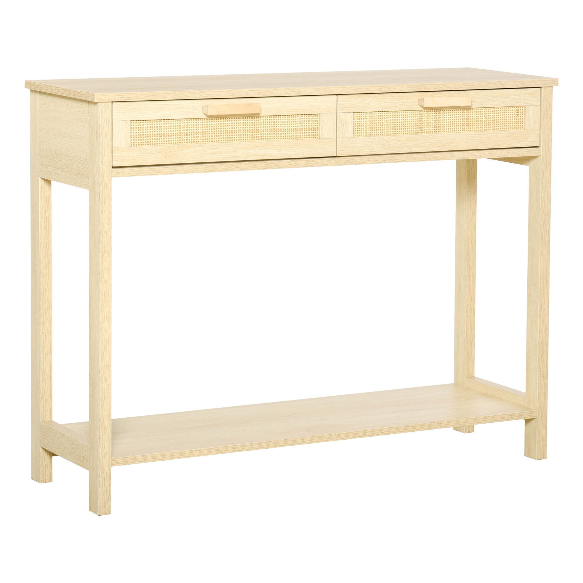 HOMCOM Mesa Consola Rústica com 2 Gavetas e Prateleira, Natural
