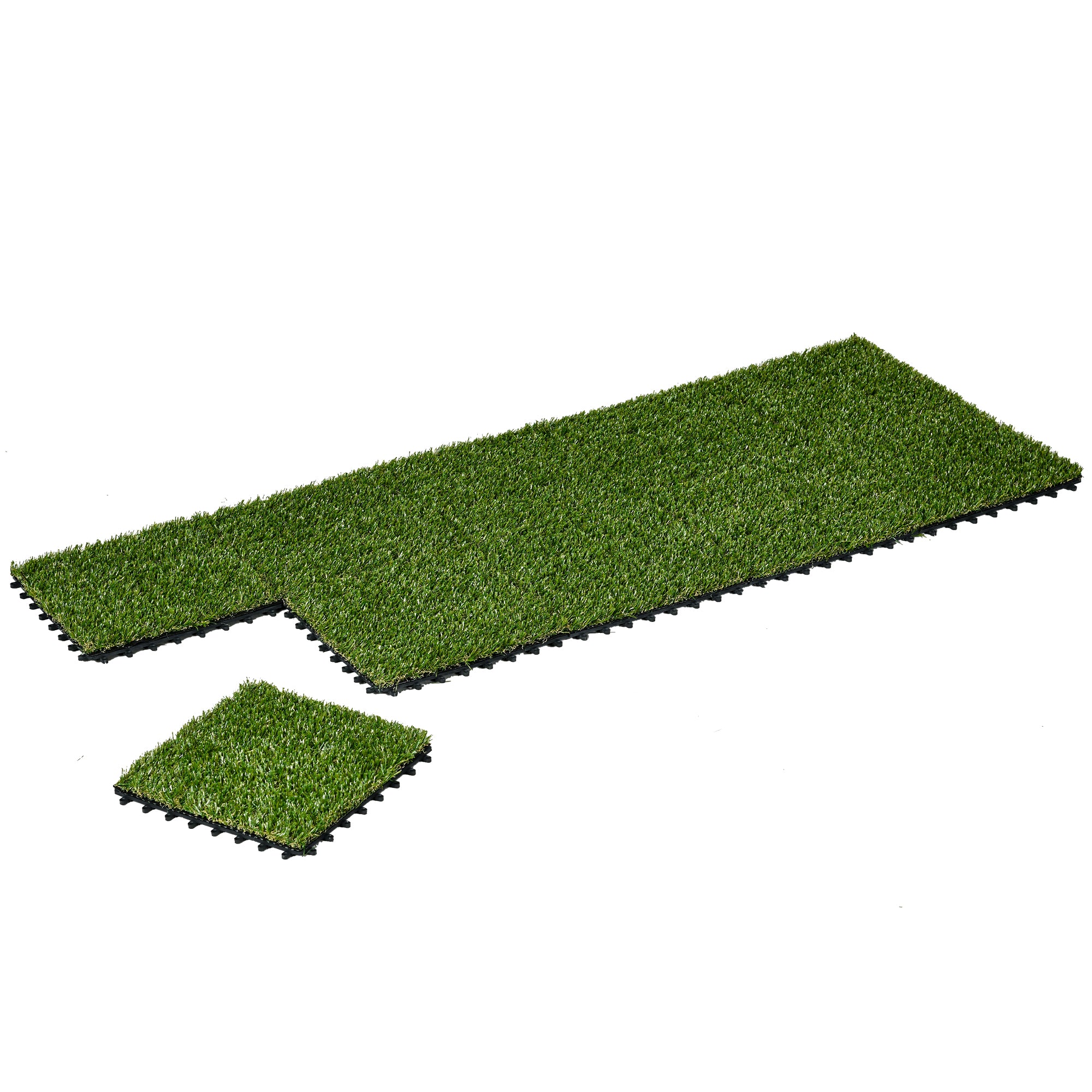 Outsunny Relva Artificial 10 Peças 30x30cm Verde Escuro