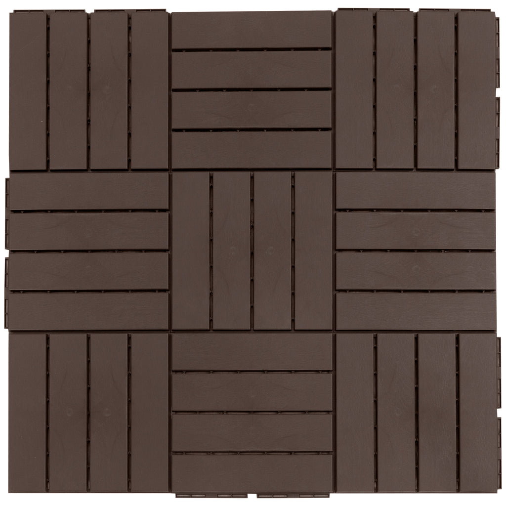 Outsunny Conjunto de 9 Estrados para Exterior 30x30cm Marrom
