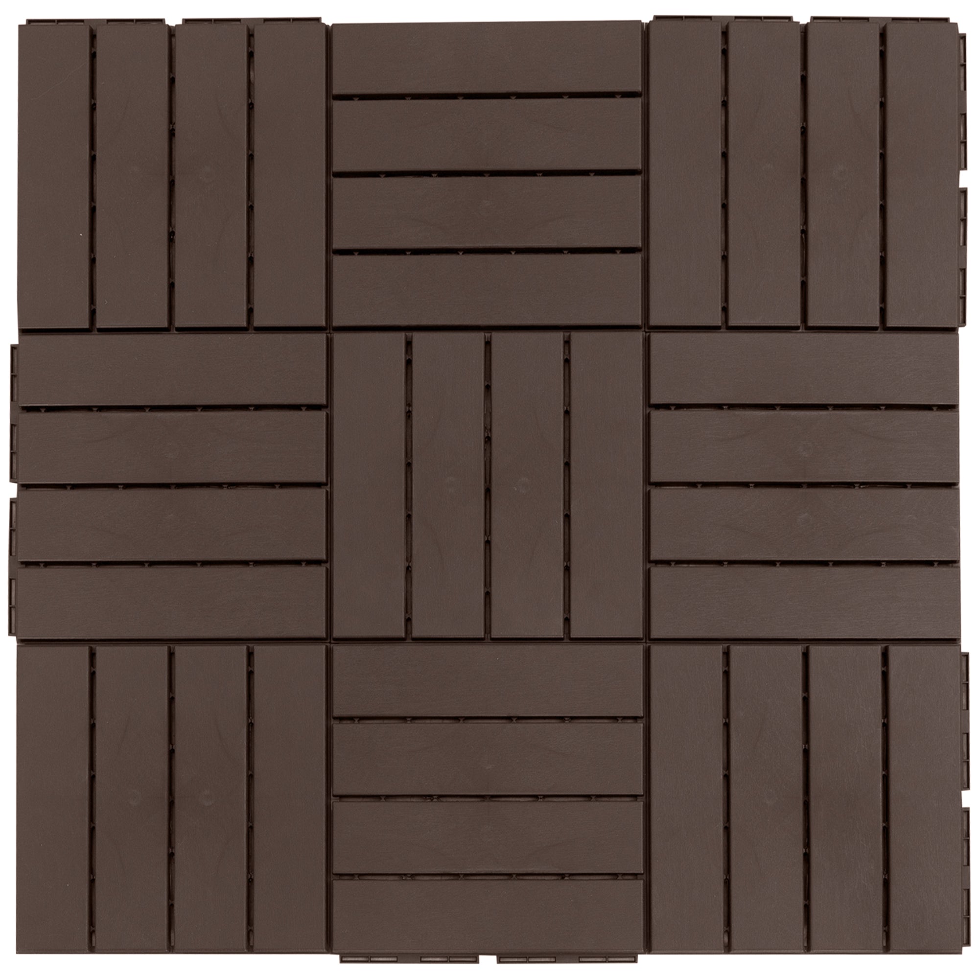 Outsunny Conjunto de 9 Estrados para Exterior 30x30cm Marrom