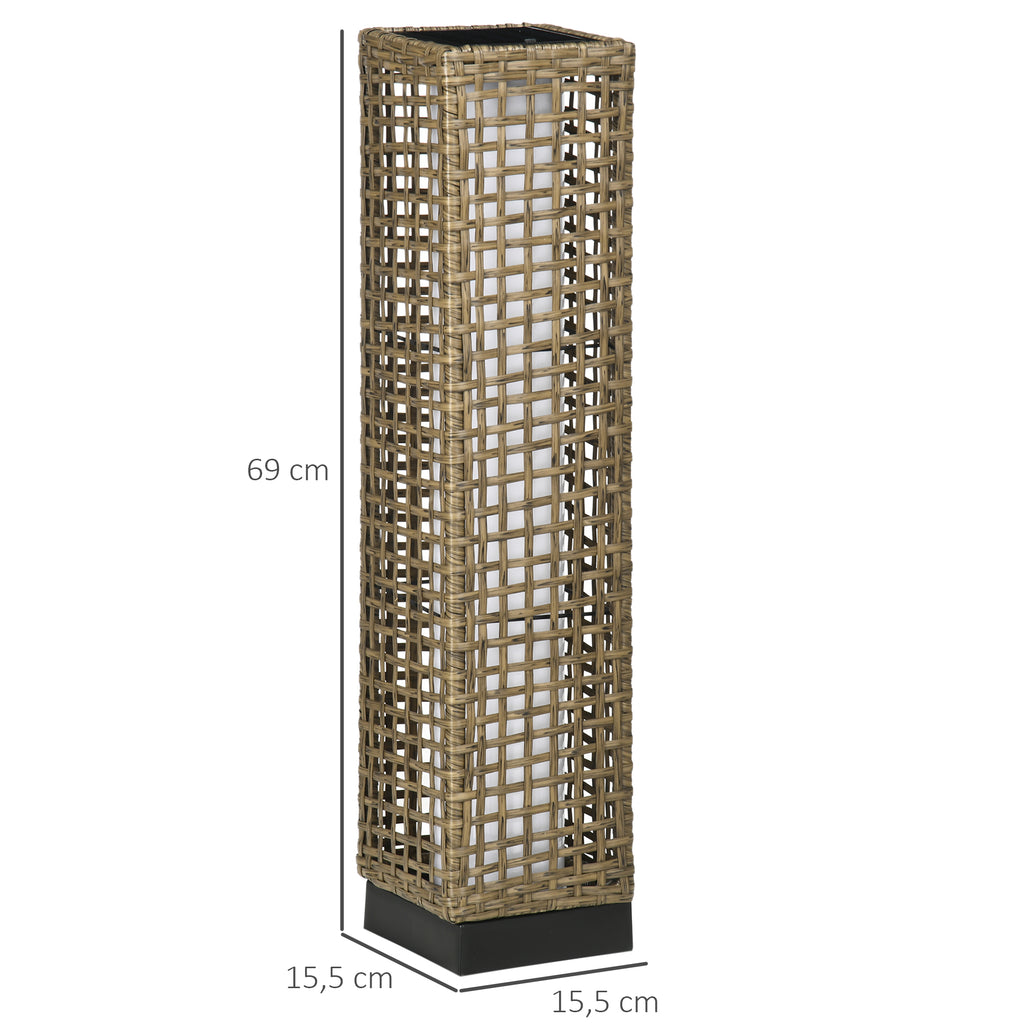 Outsunny Candeeiro Solar de Vime LED, 15,5x15,5x69cm, Marrom Areia