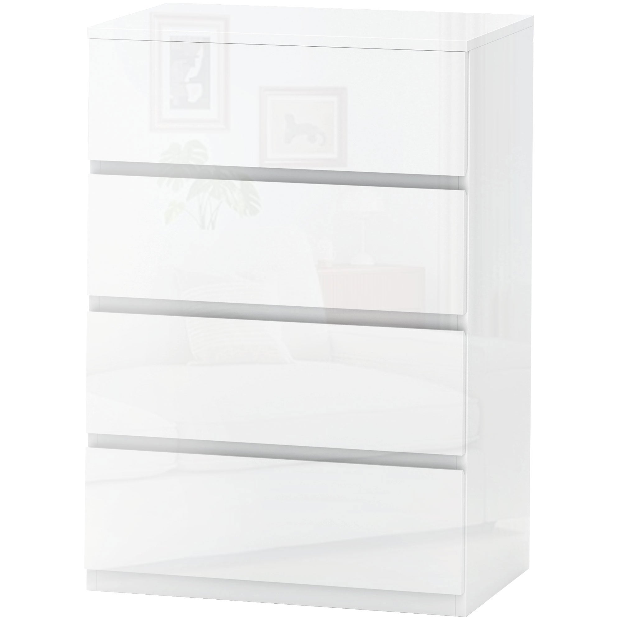 HOMCOM Cómoda 4 Gavetas de Madeira Moderna 55x33x80 cm