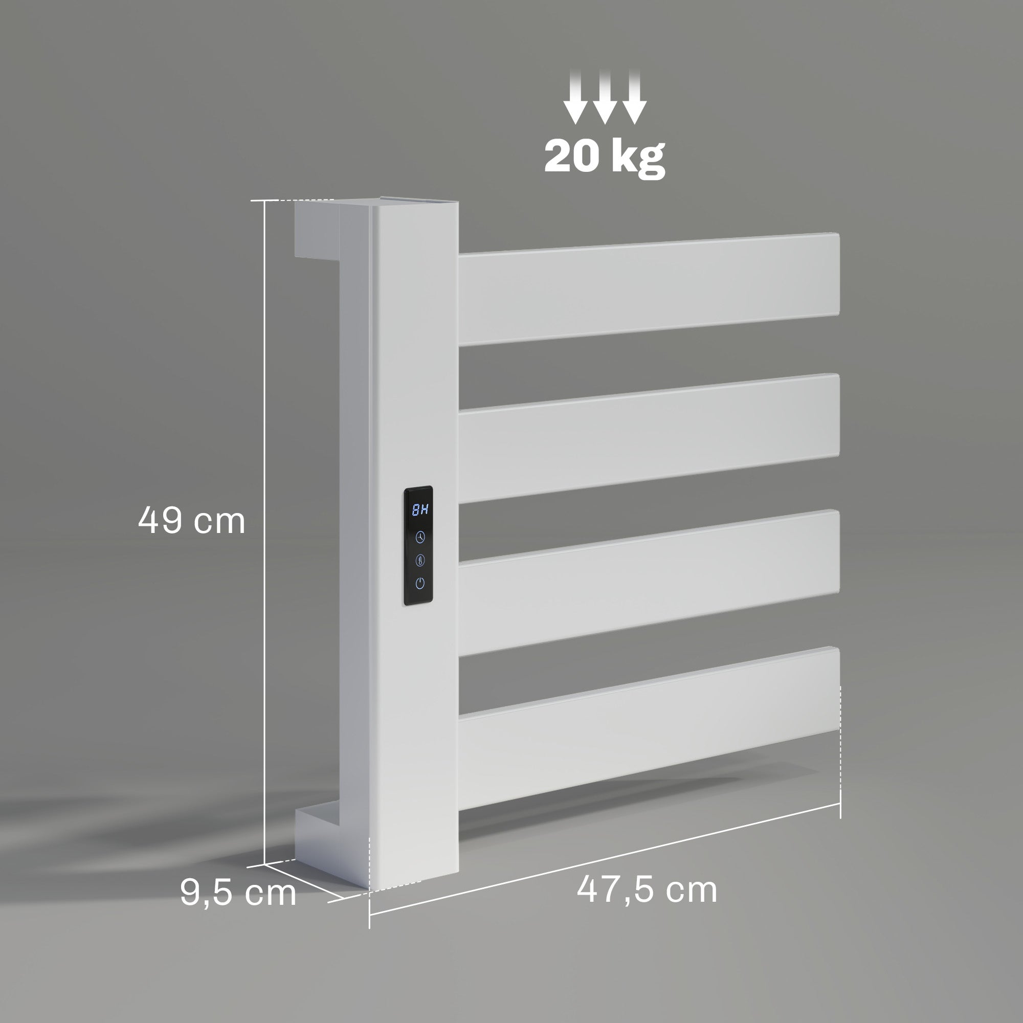 HOMCOM Toalheiro Elétrico de Parede 130W Wi-Fi 4 Barras Branco