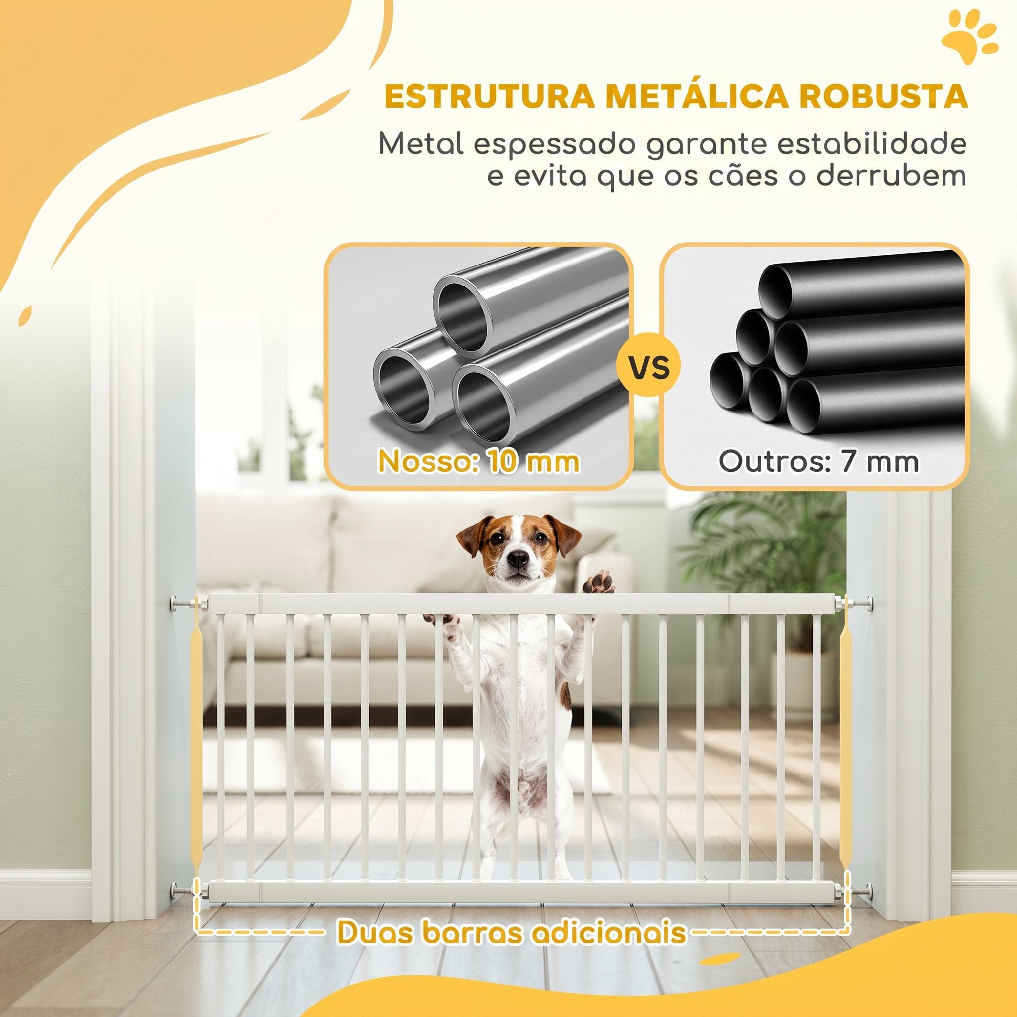 PawHut Barreira de Segurança Extensível para Cães Pequenos, 67-93,5 cm, Branco