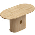 HOMCOM Mesa de Jantar Oval com Portas de Correr, Carvalho