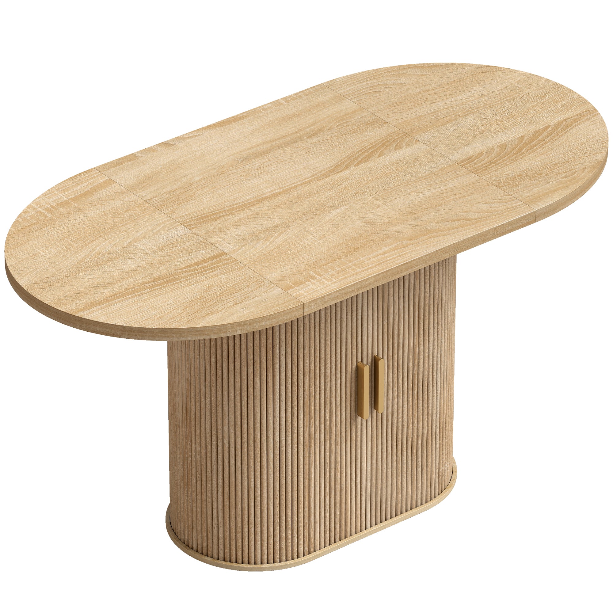 HOMCOM Mesa de Jantar Oval com Portas de Correr, Carvalho