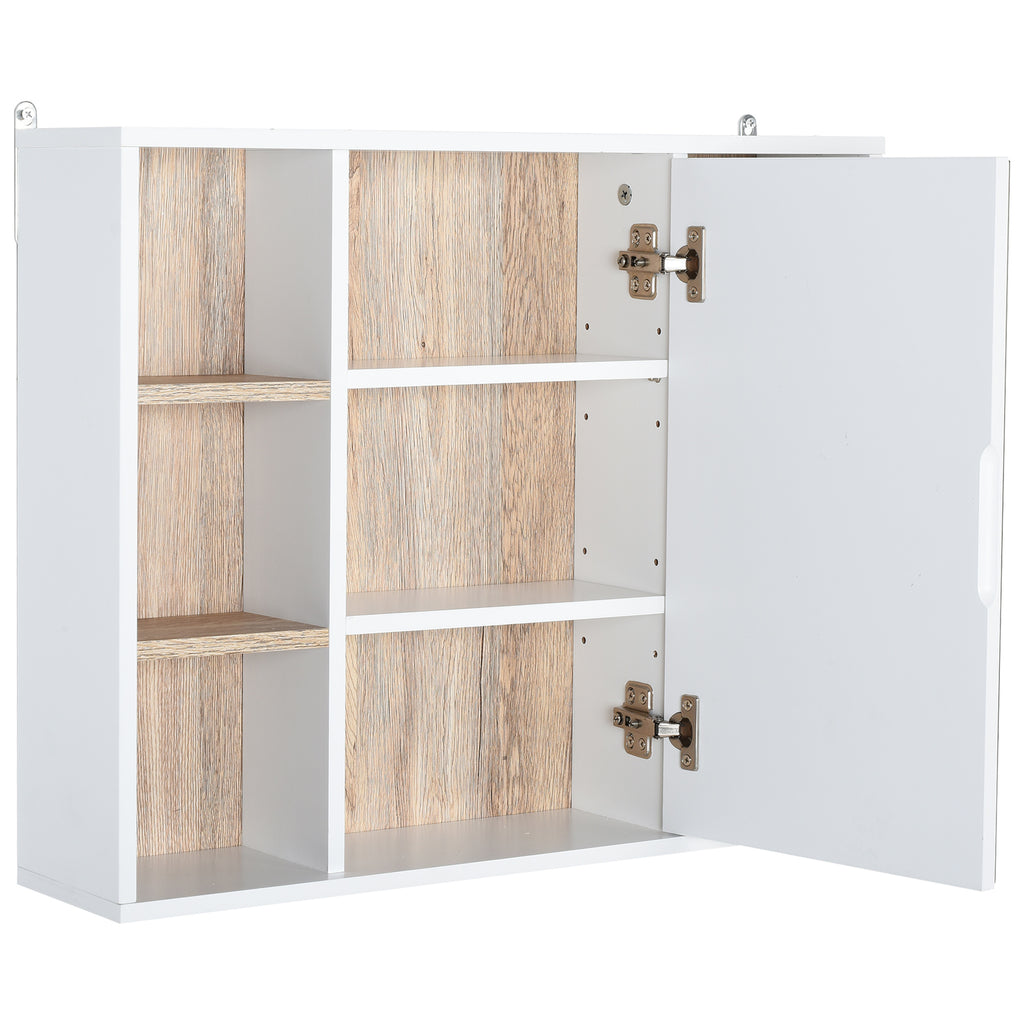 HOMCOM Armário de Espelho com Prateleiras, 60x15x49 cm, Branco e Carvalho