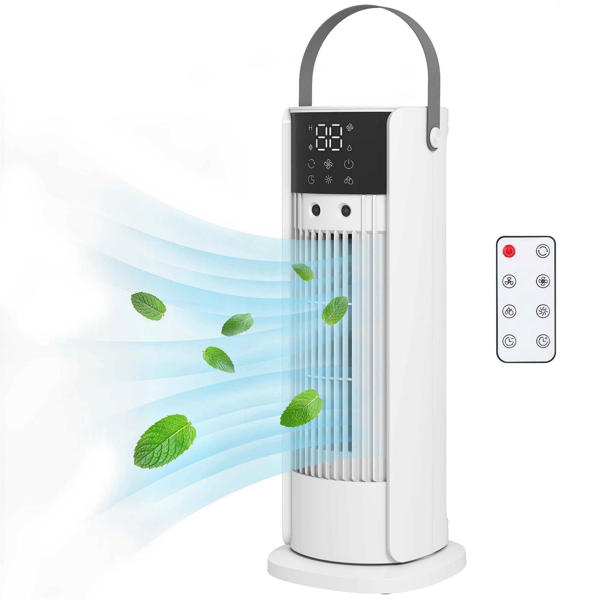 HOMCOM Ventoinha de Mesa com Névoa, Luz RGB e Controlo Remoto, Branco