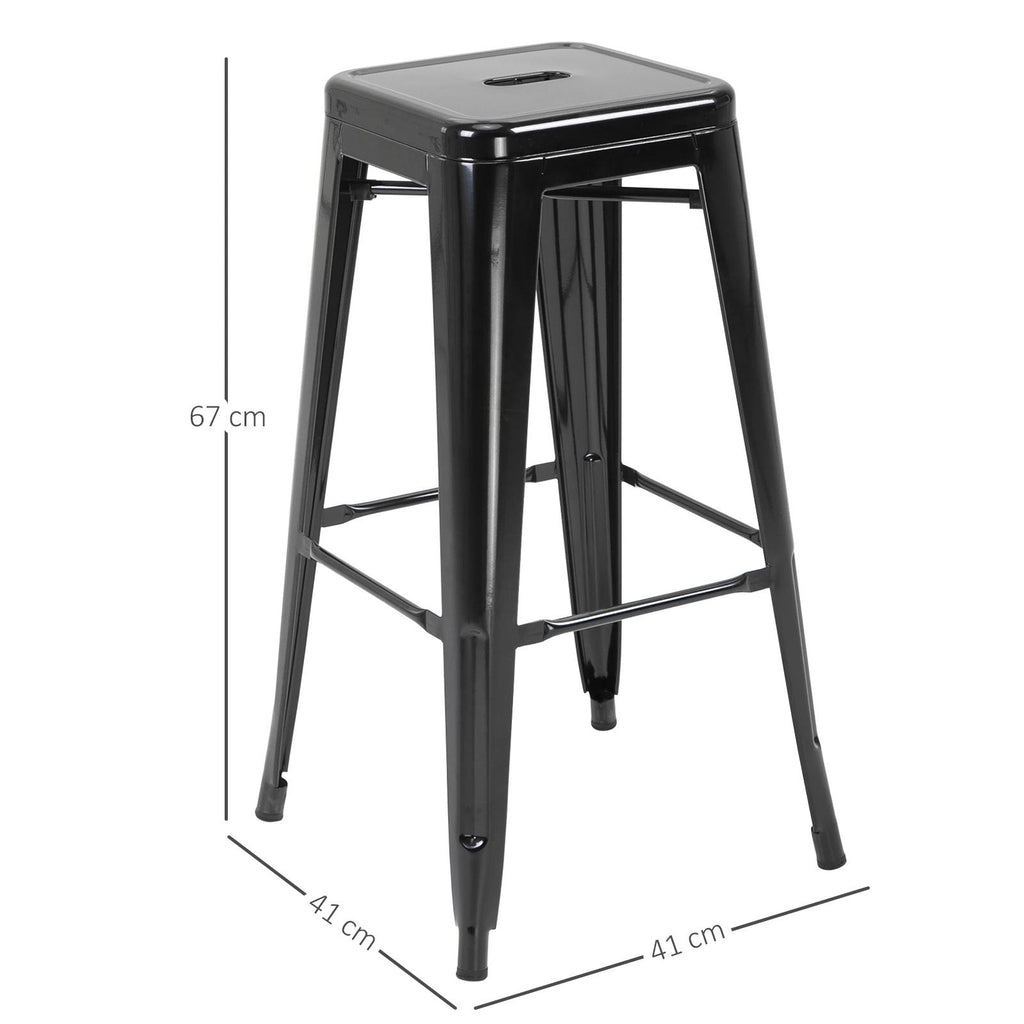 HOMCOM Conjunto de 4 Bancos Industriais em Metal, 43x43x76 cm